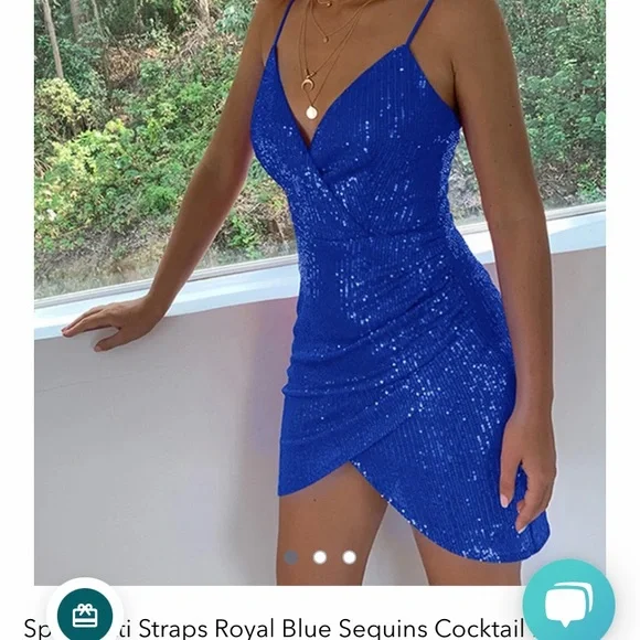 navy blue dress for baby girl Shiny A-Line V-Neck Long Prom Dresses, Graduation Dress School Dance W –  cherishgirls main image 1